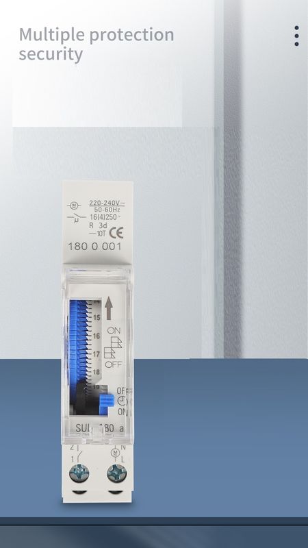 Interruttore Orario Analogico Meccanico ManHua 24 Ore 110V/220-240VAC Interruttore Orario Meccanico Programmabile Su Guida DIN SUL180a - 8